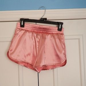 Pink satin shorts